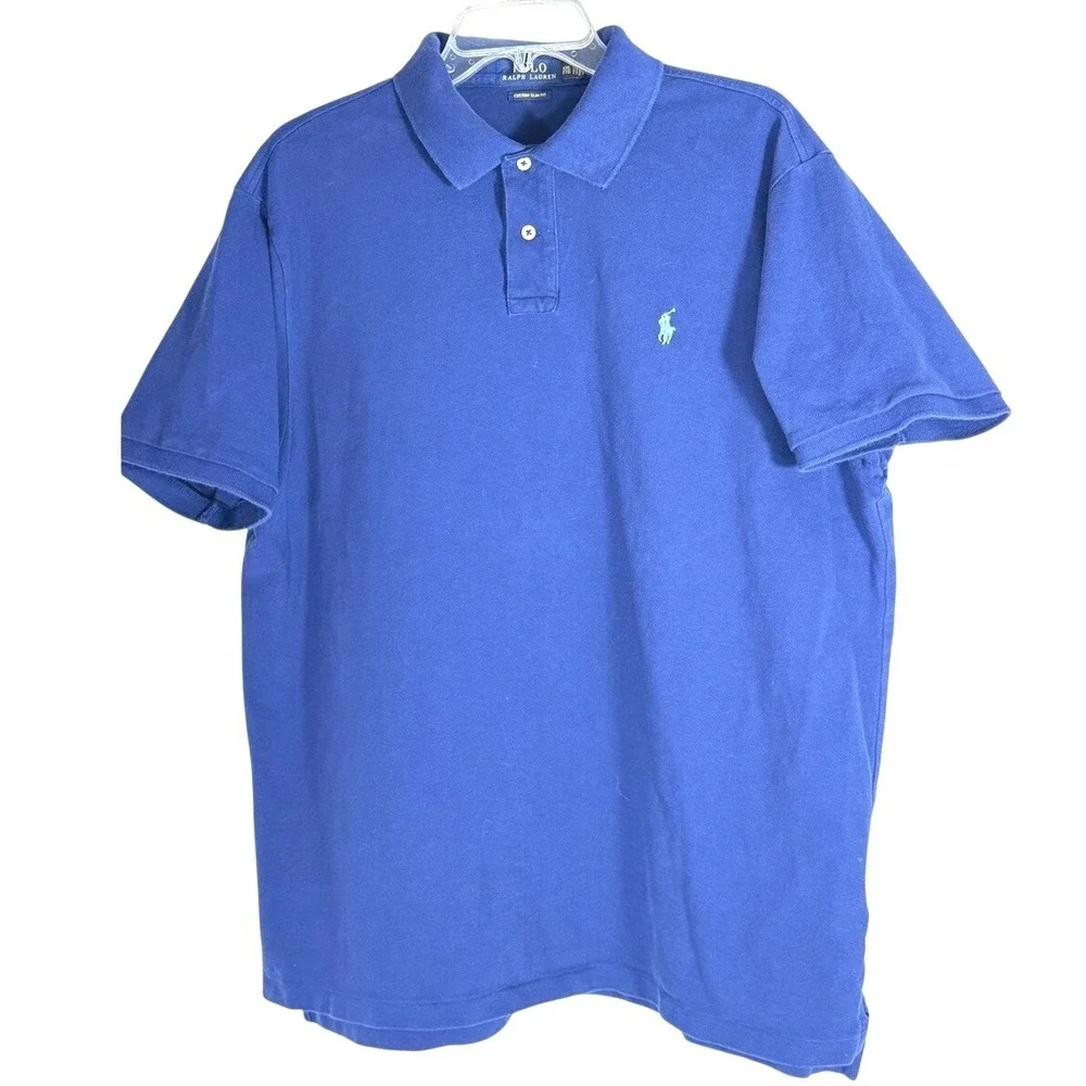 Polo by Ralph Lauren XXL Men's Custom Slim Fit Polo Shirt‎ - Blue